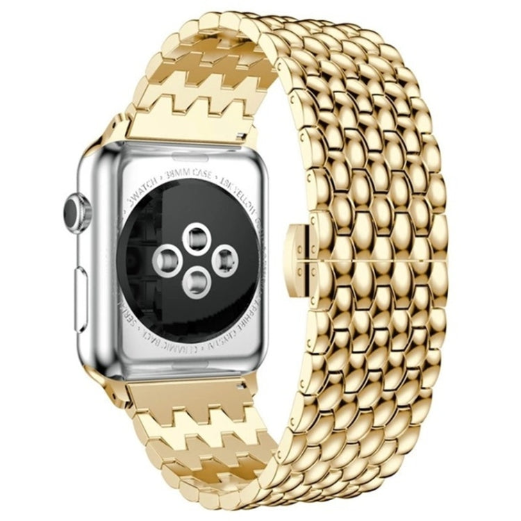Dragon-scale Texture Metal Watch Band For Apple Watch Series 9&8&7 41mm / SE 3&SE 2&6&SE&5&4 40mm / 3&2&1 38mm(Gold) by bashfashion