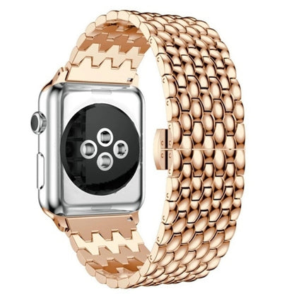 Dragon-scale Texture Metal Watch Band For Apple Watch Series 9&8&7 41mm / SE 3&SE 2&6&SE&5&4 40mm / 3&2&1 38mm(Rose Gold) by bashfashion