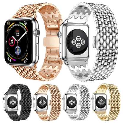 Dragon-scale Texture Metal Watch Band For Apple Watch Series 9&8&7 41mm / SE 3&SE 2&6&SE&5&4 40mm / 3&2&1 38mm(Rose Gold) by bashfashion