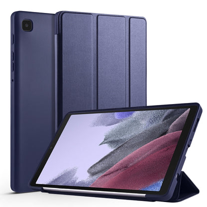 For Samsung Galaxy Tab A7 Lite T225 3-folding Horizontal Flip Honeycomb TPU Shockproof + PU Leather Case with Holder(Dark Blue) by bashfashion