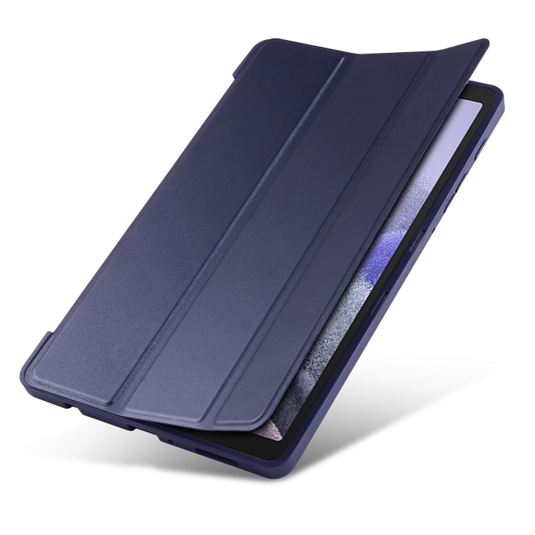 For Samsung Galaxy Tab A7 Lite T225 3-folding Horizontal Flip Honeycomb TPU Shockproof + PU Leather Case with Holder(Dark Blue) by bashfashion