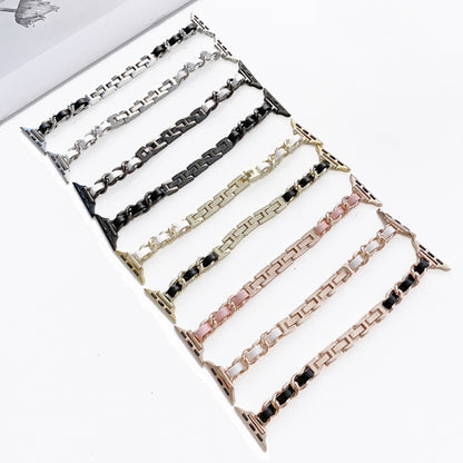 Single Row Metal Watch Band For Apple Watch Series 9&8&7 41mm / SE 3&SE 2&6&SE&5&4 40mm / 3&2&1 38mm(Rose Gold White) by bashfashion