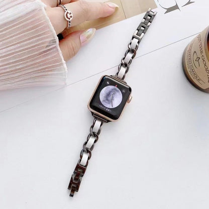 Single Row Metal Watch Band For Apple Watch Series 9&8&7 41mm / SE 3&SE 2&6&SE&5&4 40mm / 3&2&1 38mm(Black) by bashfashion