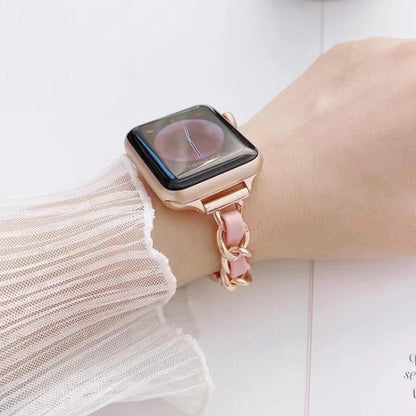 Single Row Metal Watch Band For Apple Watch Series 9&8&7 41mm / SE 3&SE 2&6&SE&5&4 40mm / 3&2&1 38mm(Gold White) by bashfashion