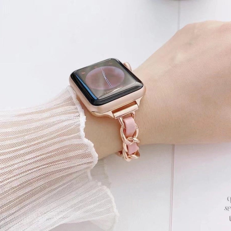 Single Row Metal Watch Band For Apple Watch Series 9&8&7 41mm / SE 3&SE 2&6&SE&5&4 40mm / 3&2&1 38mm(Rose Gold White) by bashfashion