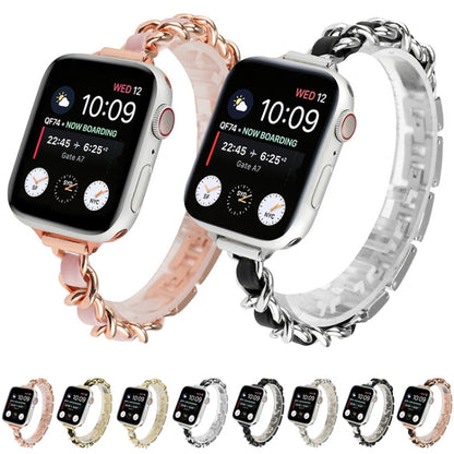 Single Row Metal Watch Band For Apple Watch Series 9&8&7 41mm / SE 3&SE 2&6&SE&5&4 40mm / 3&2&1 38mm(Rose Gold White) by bashfashion