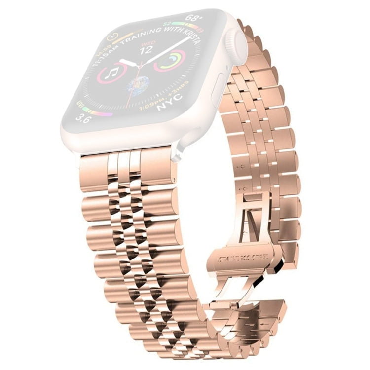 Women Five Beads Stainless Steel Watch Band Width: 20mm For Apple Watch Ultra 49mm&Watch Ultra 2 49mm / Series 9&8&7 45mm / SE 3&SE 2&6&SE&5&4 44mm / 3&2&1 42mm(Rose Gold) by bashfashion