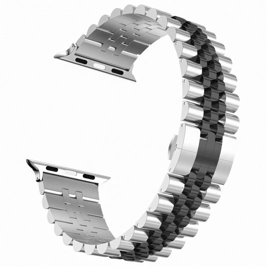 Women Five Beads Stainless Steel Watch Band Width: 20mm For Apple Watch Ultra 49mm&Watch Ultra 2 49mm / Series 9&8&7 45mm / SE 3&SE 2&6&SE&5&4 44mm / 3&2&1 42mm(Silver + Black) by bashfashion