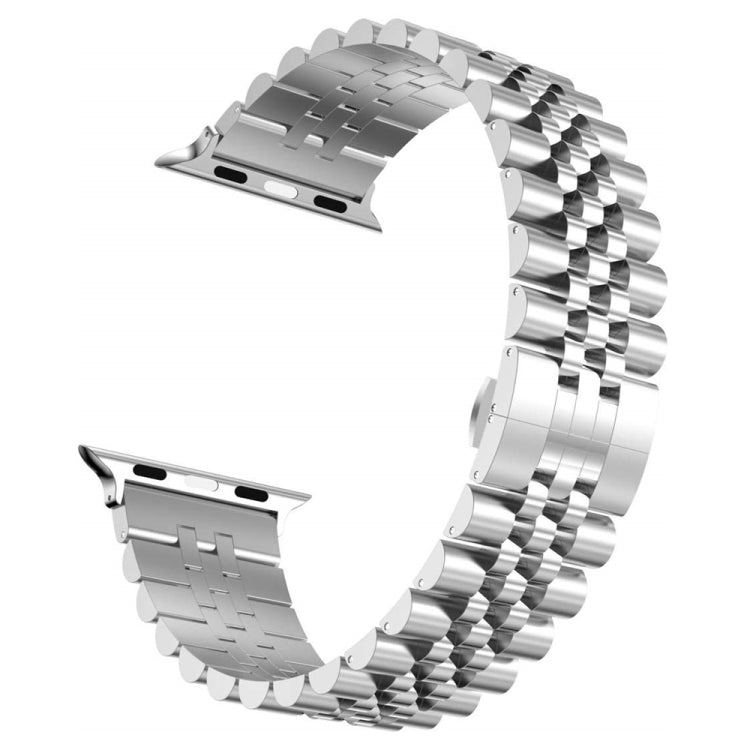 Women Five Beads Stainless Steel Watch Band Width: 20mm For Apple Watch Series 9&8&7 41mm / SE 3&SE 2&6&SE&5&4 40mm / 3&2&1 38mm(Silver) by bashfashion