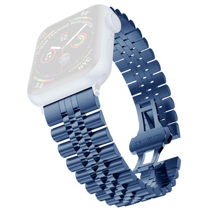 Women Five Beads Stainless Steel Watch Band Width: 20mm For Apple Watch Series 9&8&7 41mm / SE 3&SE 2&6&SE&5&4 40mm / 3&2&1 38mm(Blue) by bashfashion