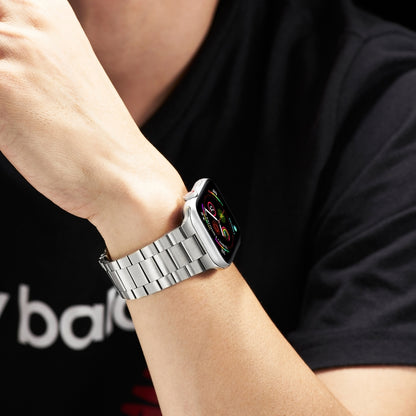 Ultra-thin Three-bead Metal Strap Watch Band For Apple Watch Series 9&8&7 41mm / SE 3&SE 2&6&SE&5&4 40mm / 3&2&1 38mm(Silver) by bashfashion
