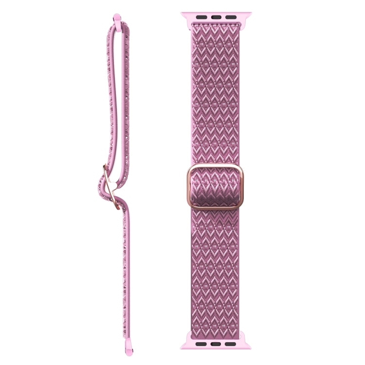 Adjustable Rhombic Texture Elastic Watch Band For Apple Watch Series 9&8&7 41mm / SE 3&SE 2&6&SE&5&4 40mm / 3&2&1 38mm(Purple) by bashfashion