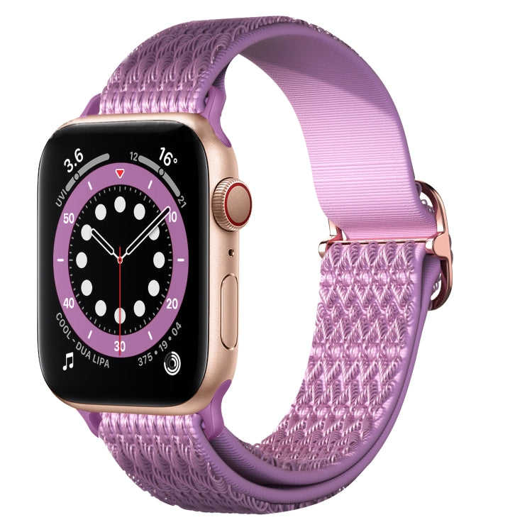 Adjustable Rhombic Texture Elastic Watch Band For Apple Watch Series 9&8&7 41mm / SE 3&SE 2&6&SE&5&4 40mm / 3&2&1 38mm(Purple) by bashfashion