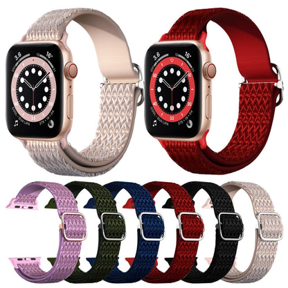 Adjustable Rhombic Texture Elastic Watch Band For Apple Watch Series 9&8&7 41mm / SE 3&SE 2&6&SE&5&4 40mm / 3&2&1 38mm(Purple) by bashfashion