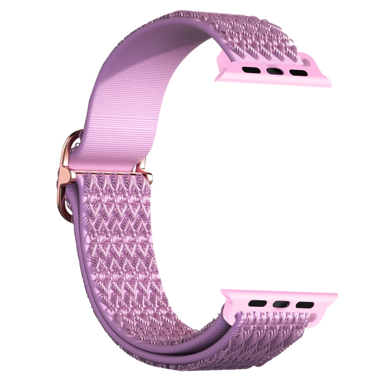 Adjustable Rhombic Texture Elastic Watch Band For Apple Watch Ultra 49mm&Watch Ultra 2 49mm / Series 9&8&7 45mm / SE 3&SE 2&6&SE&5&4 44mm / 3&2&1 42mm(Purple) by bashfashion