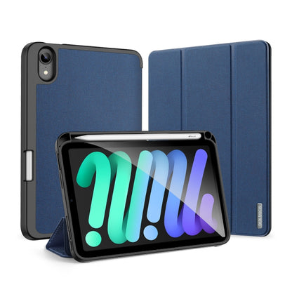 For iPad mini 7 / mini 6 DUX DUCIS Domo Series Horizontal Flip Magnetic TPU + PU Leather Tablet Case with Three-folding Holder & Pen Slot(Blue) by DUX DUCIS