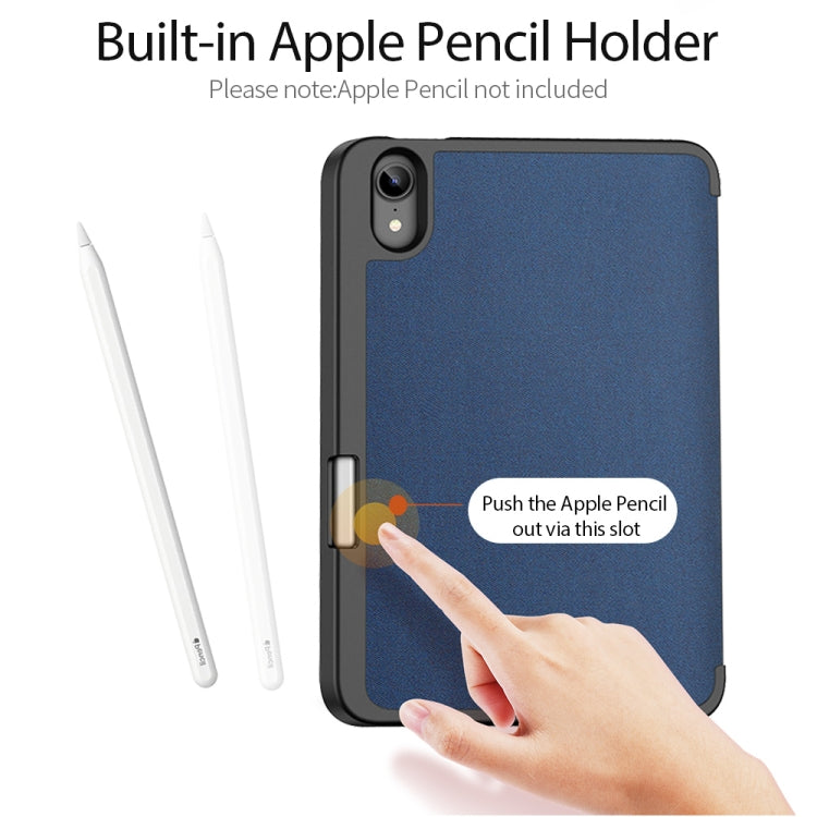 For iPad mini 7 / mini 6 DUX DUCIS Domo Series Horizontal Flip Magnetic TPU + PU Leather Tablet Case with Three-folding Holder & Pen Slot(Blue) by DUX DUCIS