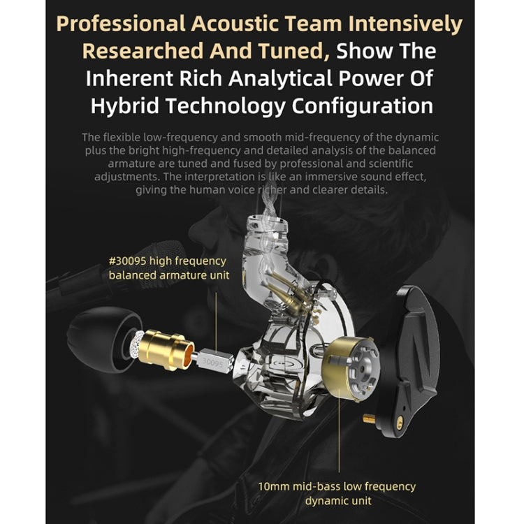 KZ ZSN Pro X Ring Iron Hybrid Drive Metal In-ear Wired Earphone, Mic Version(Black) by KZ