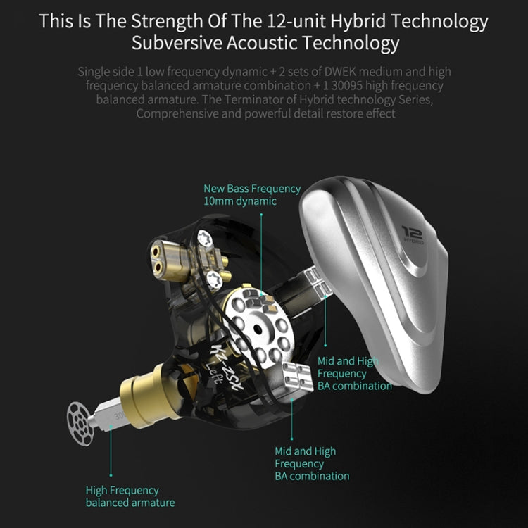 KZ ZSX 12-unit Ring Iron Metal Gaming In-ear Wired Earphone, Standard Version(Black) by KZ