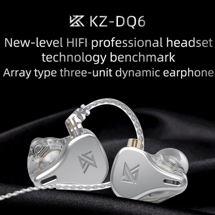 KZ DQ6 3-unit Dynamic HiFi In-Ear Wired Earphone With Mic(Silver) by KZ