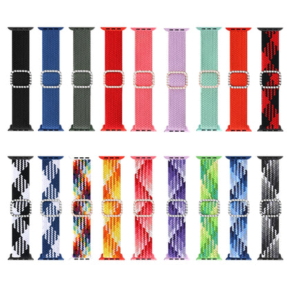 Adjustable Nylon Braided Elasticity Diamond Buckle Watch Band For Apple Watch Series 7 & 6 & SE & 5 & 4 40mm/3 & 2 & 1 38mm(Black Chocolate) by bashfashion