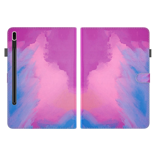For Samsung Galaxy Tab S7 FE 12.4 inch 2021 T730 / T736 Voltage Watercolor Pattern Skin Feel Magnetic Horizontal Flip PU Leather Case with Holder & Card Slots & Photo Frame(Purple Red) by bashfashion