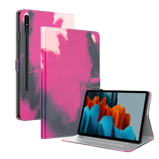 For Samsung Galaxy Tab S8+ / Tab S8 Plus / Tab S7 FE / Tab S7+ 12.4 inch T970 / T976B Voltage Watercolor Pattern Skin Feel Magnetic Horizontal Flip PU Leather Case with Holder & Card Slots & Photo Frame(Berry) by bashfashion