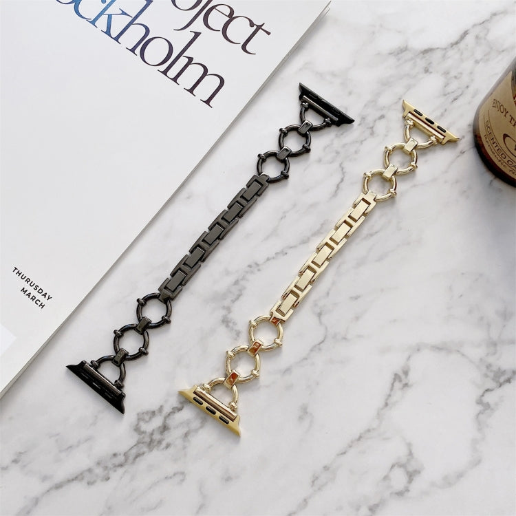 O-shaped Chain Metal Watch Band For Apple Watch Series 7 41mm/6&SE&5&4 40mm/3&2&1 38mm(Black) by bashfashion