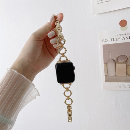O-shaped Chain Metal Watch Band For Apple Watch Series 7 41mm/6&SE&5&4 40mm/3&2&1 38mm(Black) by bashfashion