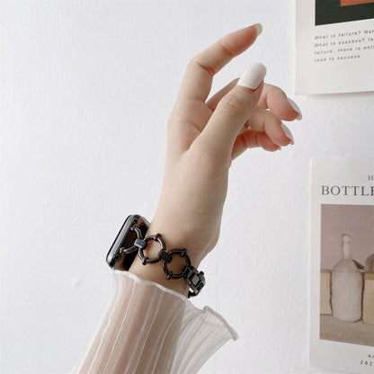 O-shaped Chain Metal Watch Band For Apple Watch Series 7 41mm/6&SE&5&4 40mm/3&2&1 38mm(Gold) by bashfashion