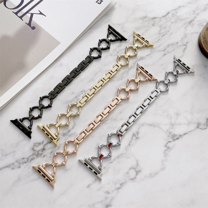 O-shaped Chain Metal Watch Band For Apple Watch Series 7 41mm/6&SE&5&4 40mm/3&2&1 38mm(Gold) by bashfashion