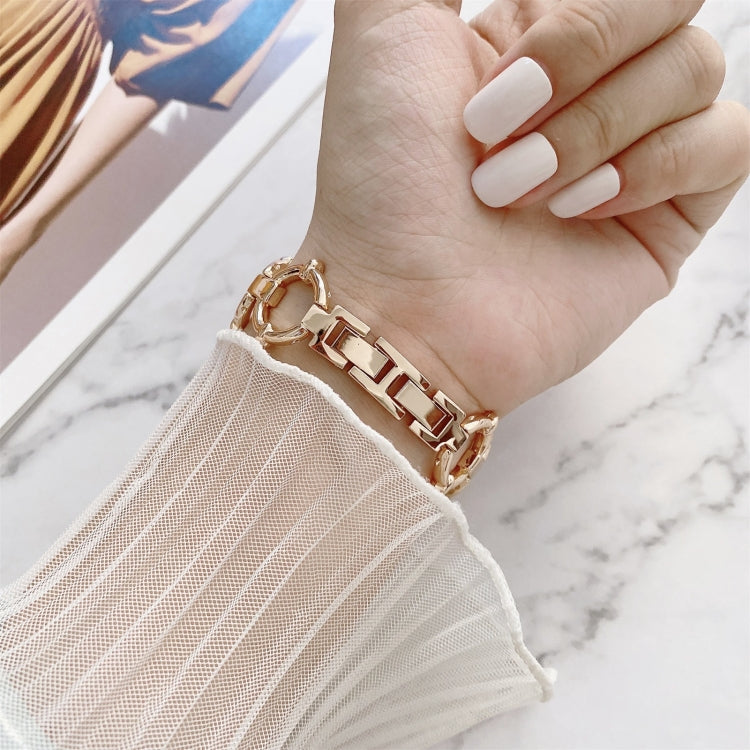 O-shaped Chain Metal Watch Band For Apple Watch Series 7 45mm/6&SE&5&4 44mm/3&2&1 42mm(Rose Gold) by bashfashion