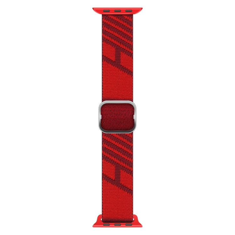 Two-color Nylon Braid Watch Band For Apple Watch Series 9&8&7 41mm / SE 3&SE 2&6&SE&5&4 40mm / 3&2&1 38mm(Heart Red Red) by bashfashion