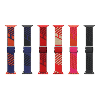 Two-color Nylon Braid Watch Band For Apple Watch Series 9&8&7 41mm / SE 3&SE 2&6&SE&5&4 40mm / 3&2&1 38mm(Heart Red Red) by bashfashion