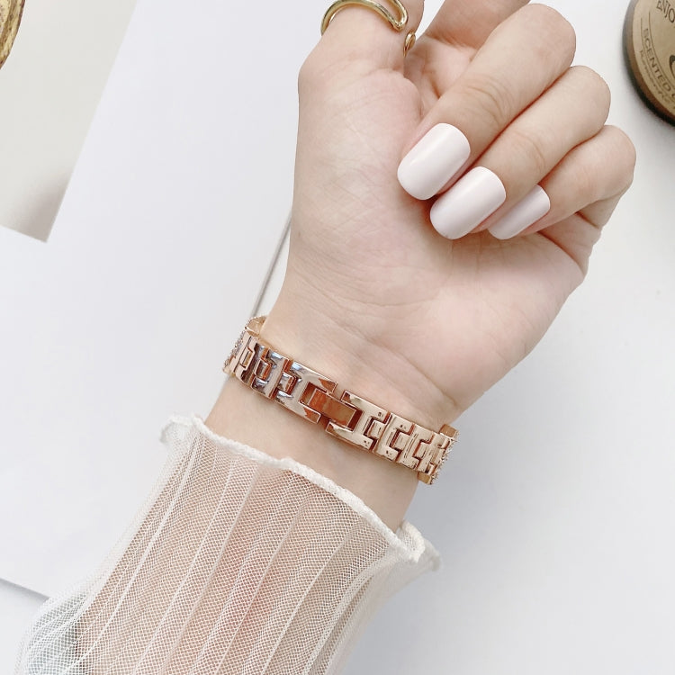 Rhombus Full Diamond Metal Wrist Strap Watch Band For Apple Watch Series 6 / 5 / 4 / Watch SE 44mm(Rose Gold) by bashfashion
