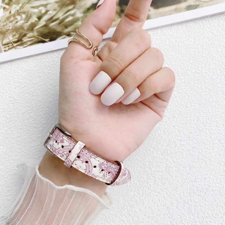 Small Slim Ethnic Leather Wrist Strap Watch Band For Apple Watch Ultra 49mm&Watch Ultra 2 49mm / Series 9&8&7 45mm / SE 3&SE 2&6&SE&5&4 44mm / 3&2&1 42mm(Pink) by bashfashion