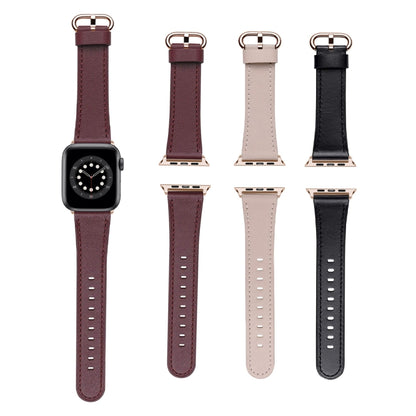 Round Buckle Leather Watch Band For Apple Watch Series 9&8&7 41mm / SE 3&SE 2&6&SE&5&4 40mm / 3&2&1 38mm(Pink) by bashfashion