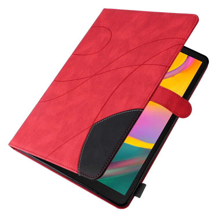 For Samsung Galaxy Tab A 10.1 (2019) T510 Dual-color Splicing Horizontal Flip PU Leather Case with Holder & Card Slots & Sleep / Wake-up Function(Red) by bashfashion