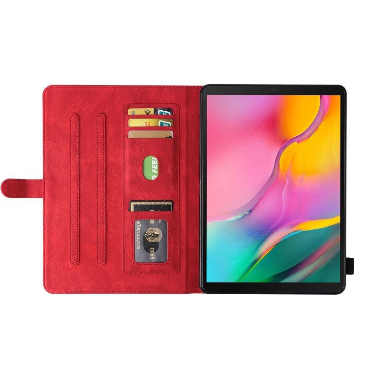 For Samsung Galaxy Tab A 10.1 (2019) T510 Dual-color Splicing Horizontal Flip PU Leather Case with Holder & Card Slots & Sleep / Wake-up Function(Red) by bashfashion