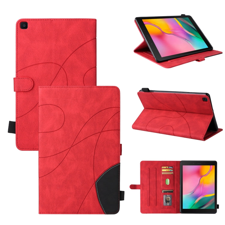 For Samsung Galaxy Tab A 8.0 (2019) T295 Dual-color Splicing Horizontal Flip PU Leather Case with Holder & Card Slots(Red) by bashfashion