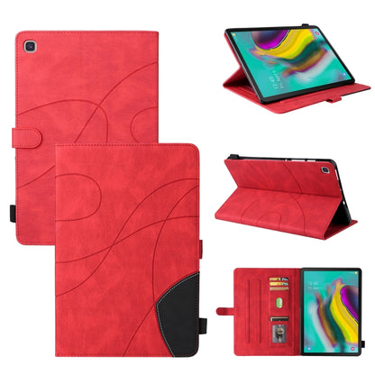 For Samsung Galaxy Tab S5e T720 Dual-color Splicing Horizontal Flip PU Leather Case with Holder & Card Slots & Sleep / Wake-up Function(Red) by bashfashion