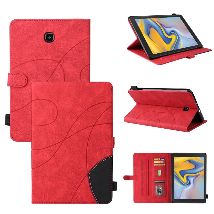 For Samsung Galaxy Tab A 8.0 (2018) T387 Dual-color Splicing Horizontal Flip PU Leather Case with Holder & Card Slots(Red) by bashfashion