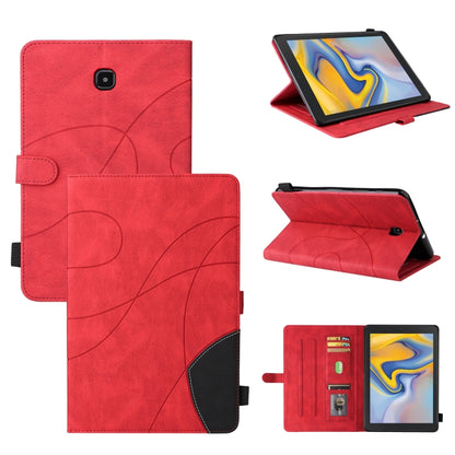 For Samsung Galaxy Tab A 8.0 (2018) T387 Dual-color Splicing Horizontal Flip PU Leather Case with Holder & Card Slots(Red) by bashfashion
