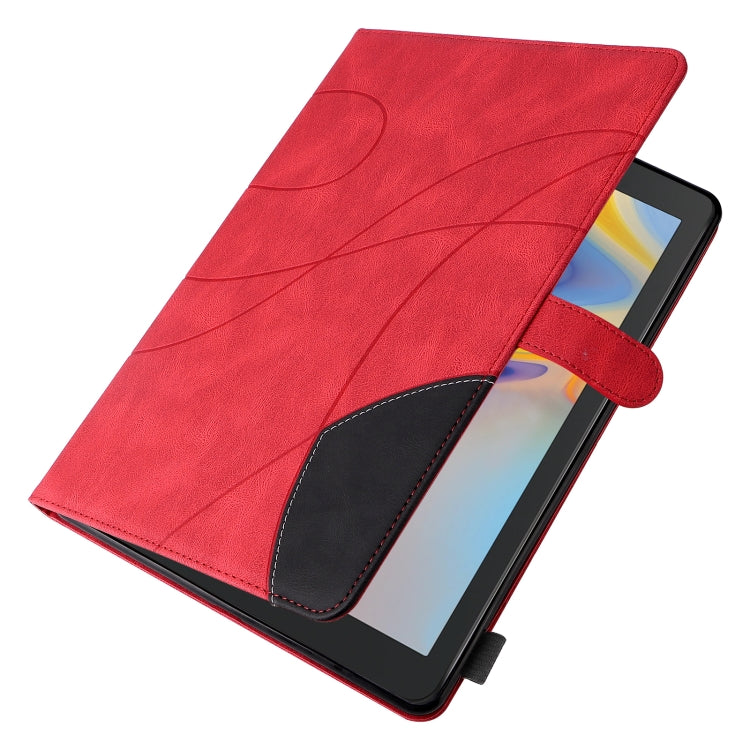 For Samsung Galaxy Tab A 8.0 (2018) T387 Dual-color Splicing Horizontal Flip PU Leather Case with Holder & Card Slots(Red) by bashfashion