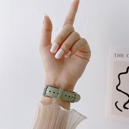 Sewing Plain Weave Small Waist Leather Watch Band For Apple Watch Series 9&8&7 41mm / SE 3&SE 2&6&SE&5&4 40mm / 3&2&1 38mm(White) by bashfashion