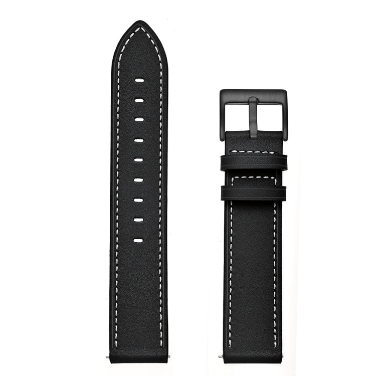 For Samsung Galaxy Watch4 40mm/44mm Leather Watch Band(Black) by bashfashion