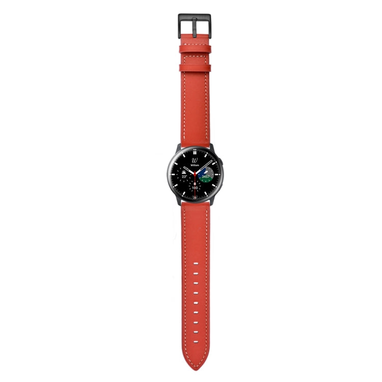 For Samsung Galaxy Watch4 40mm/44mm Leather Watch Band(Red) by bashfashion