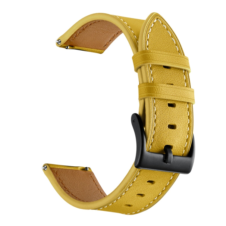 For Samsung Galaxy Watch4 40mm/44mm Leather Watch Band(Yellow) by bashfashion