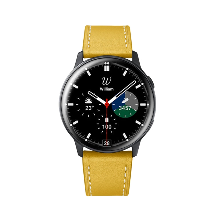 For Samsung Galaxy Watch4 40mm/44mm Leather Watch Band(Yellow) by bashfashion