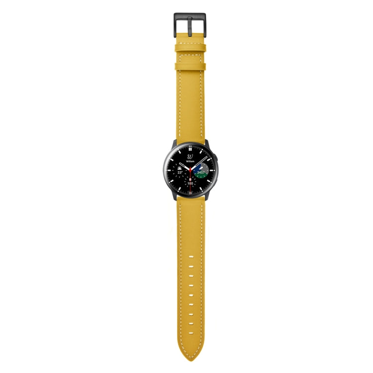 For Samsung Galaxy Watch4 40mm/44mm Leather Watch Band(Yellow) by bashfashion